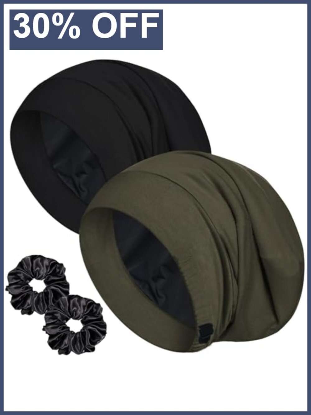 Ice Silk Lined Sleep Bonnet Adjustable Hair Wrap Cap for Curly Hair